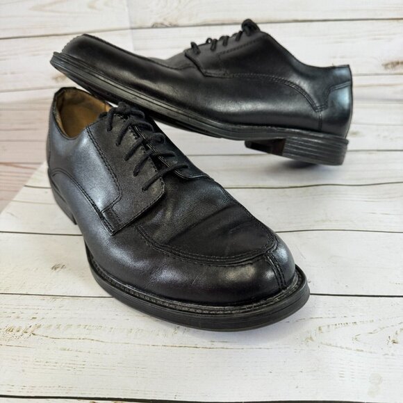 Croft & Barrow Carlton Black Leather Wide Lace Up Mens Dress Shoes Size 9 Wide - Picture 1 of 13